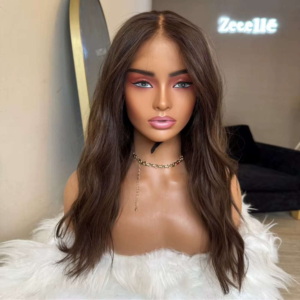 Perruque Lace Front Wig synthétique moka brune