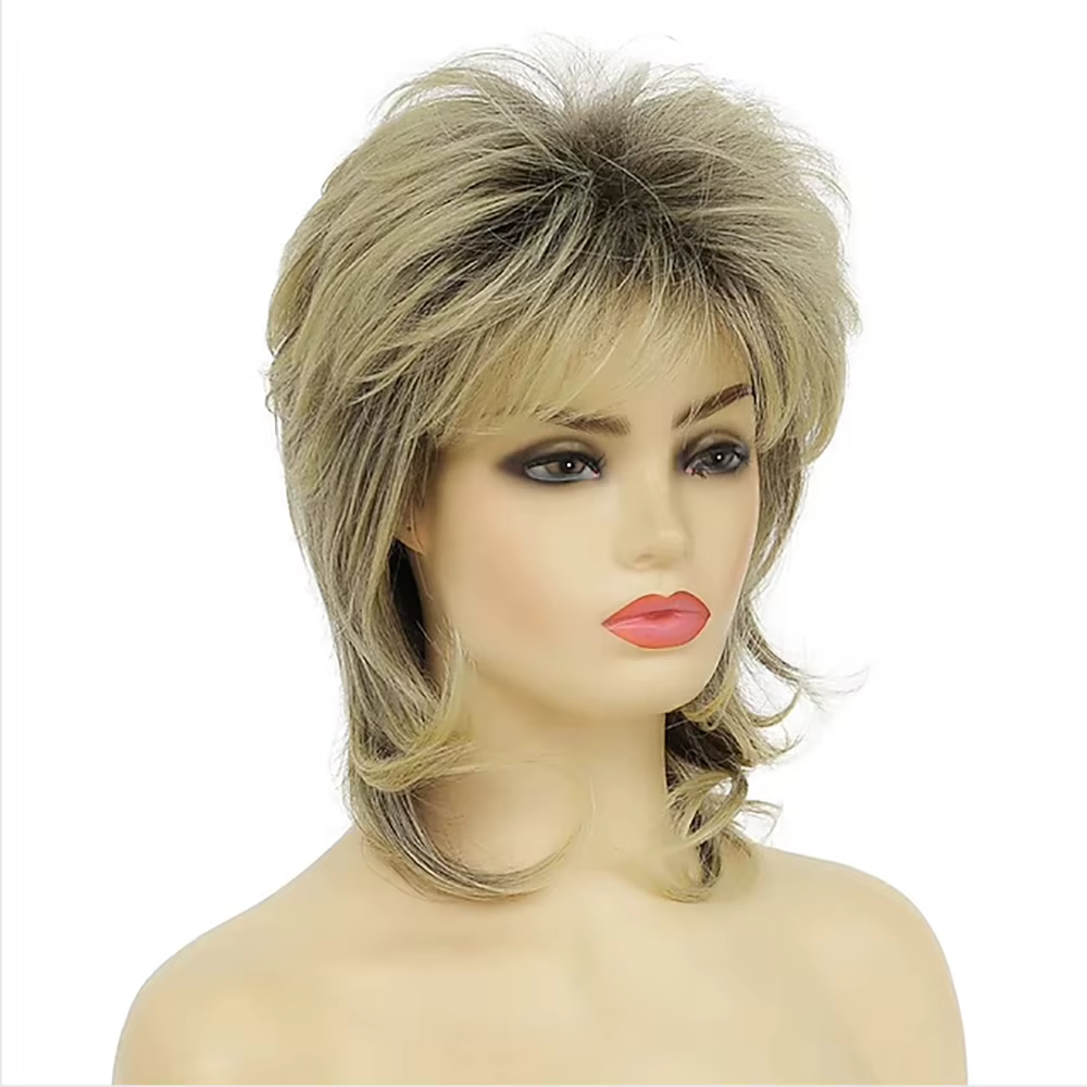 HAIRJOY Perruque synthétique blonde style Mullet pour femme