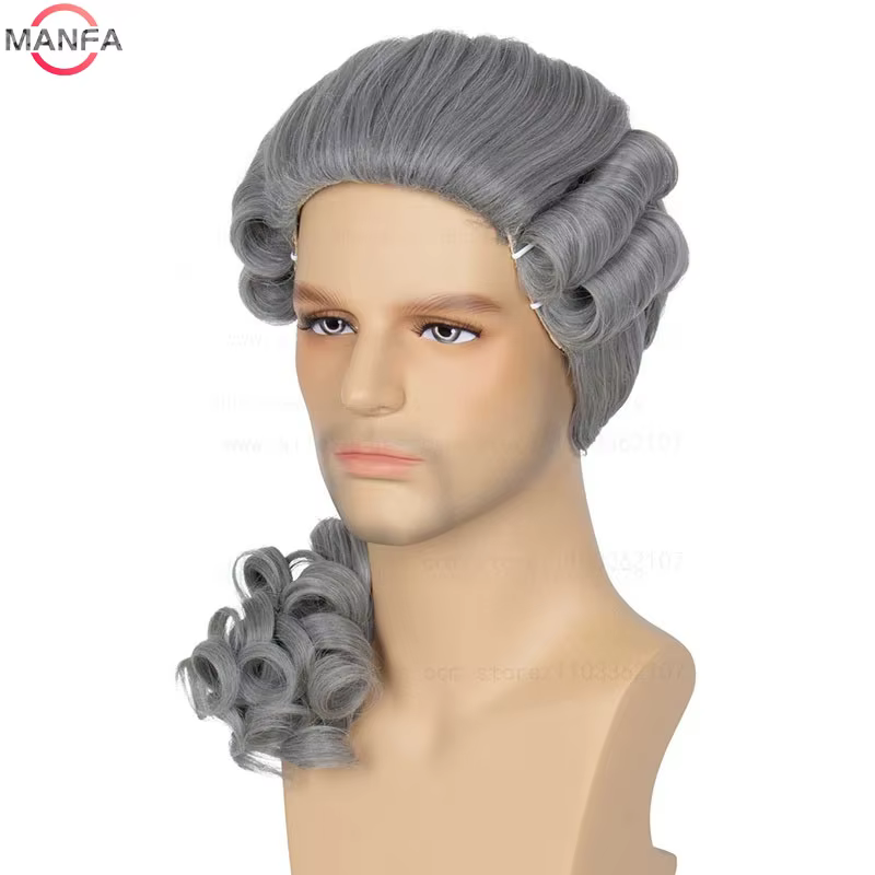 Perruque de Cosplay synthétique bouclée pour avocat