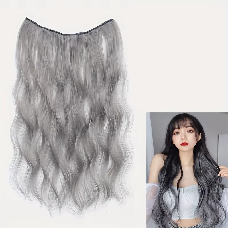 Vagues d'eau bouclées, extension de cheveux à reflets quatre cales