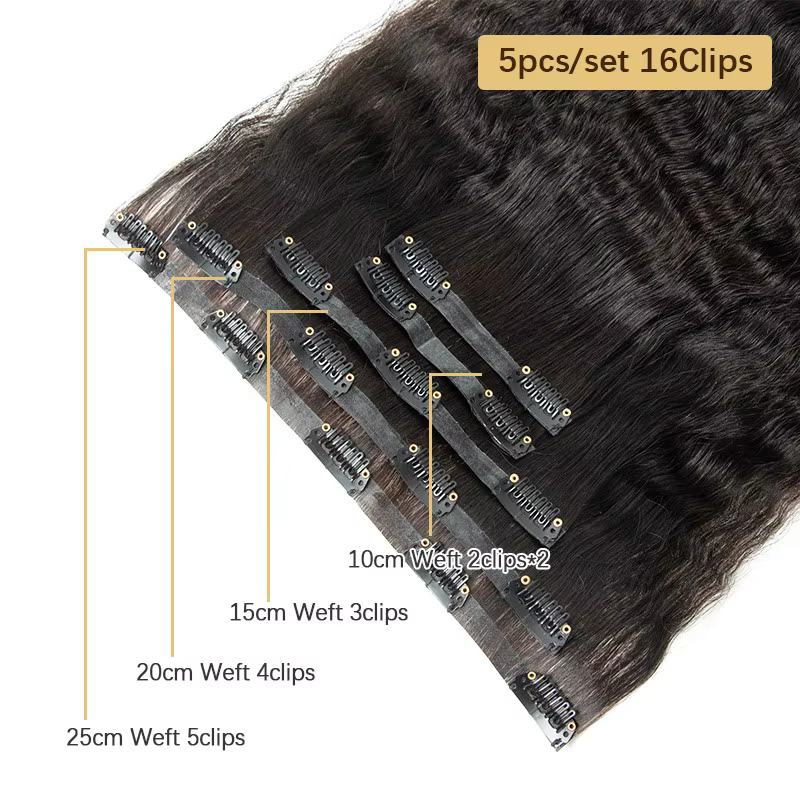 Extensions de Cheveux Humains à Clips en PU