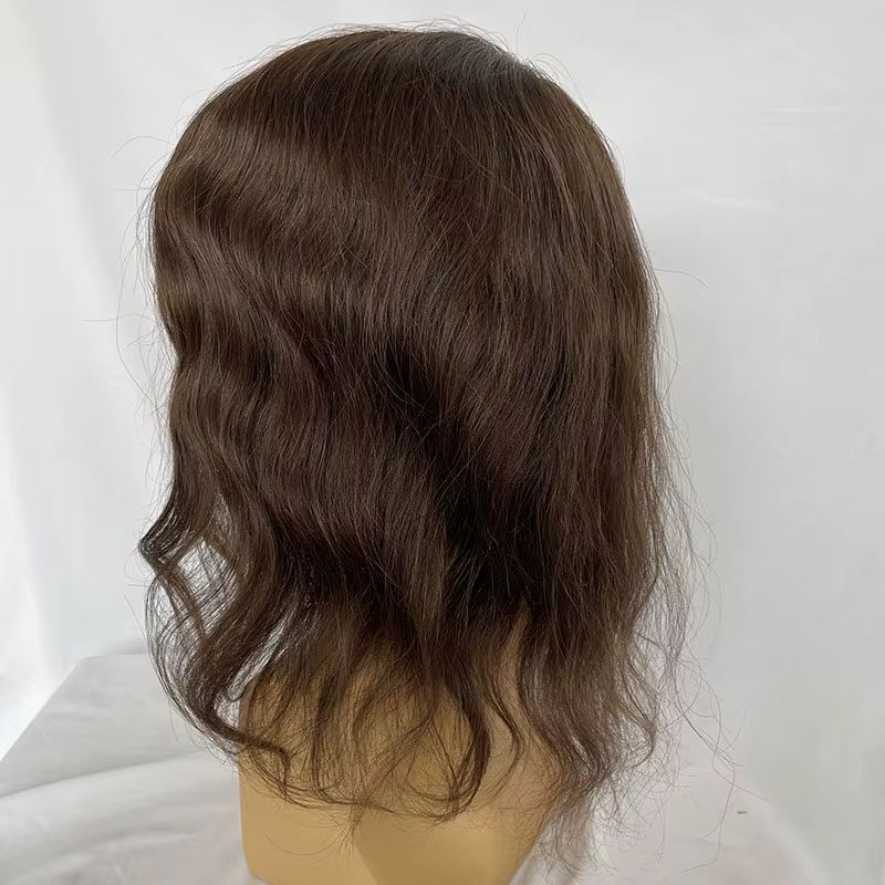 Perruque naturelle en cheveux humains vierges européens de 12 pouces