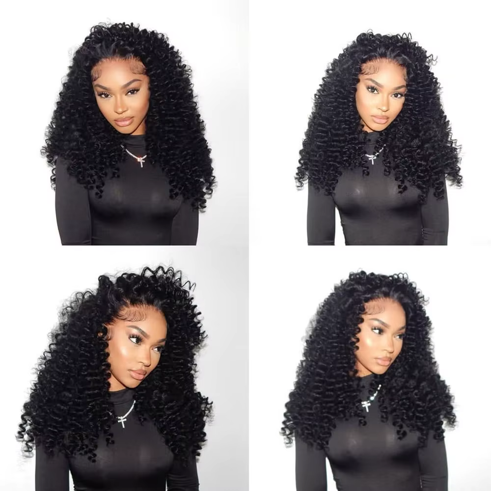Demi-perruque cheveux humains vague profonde 3 en 1