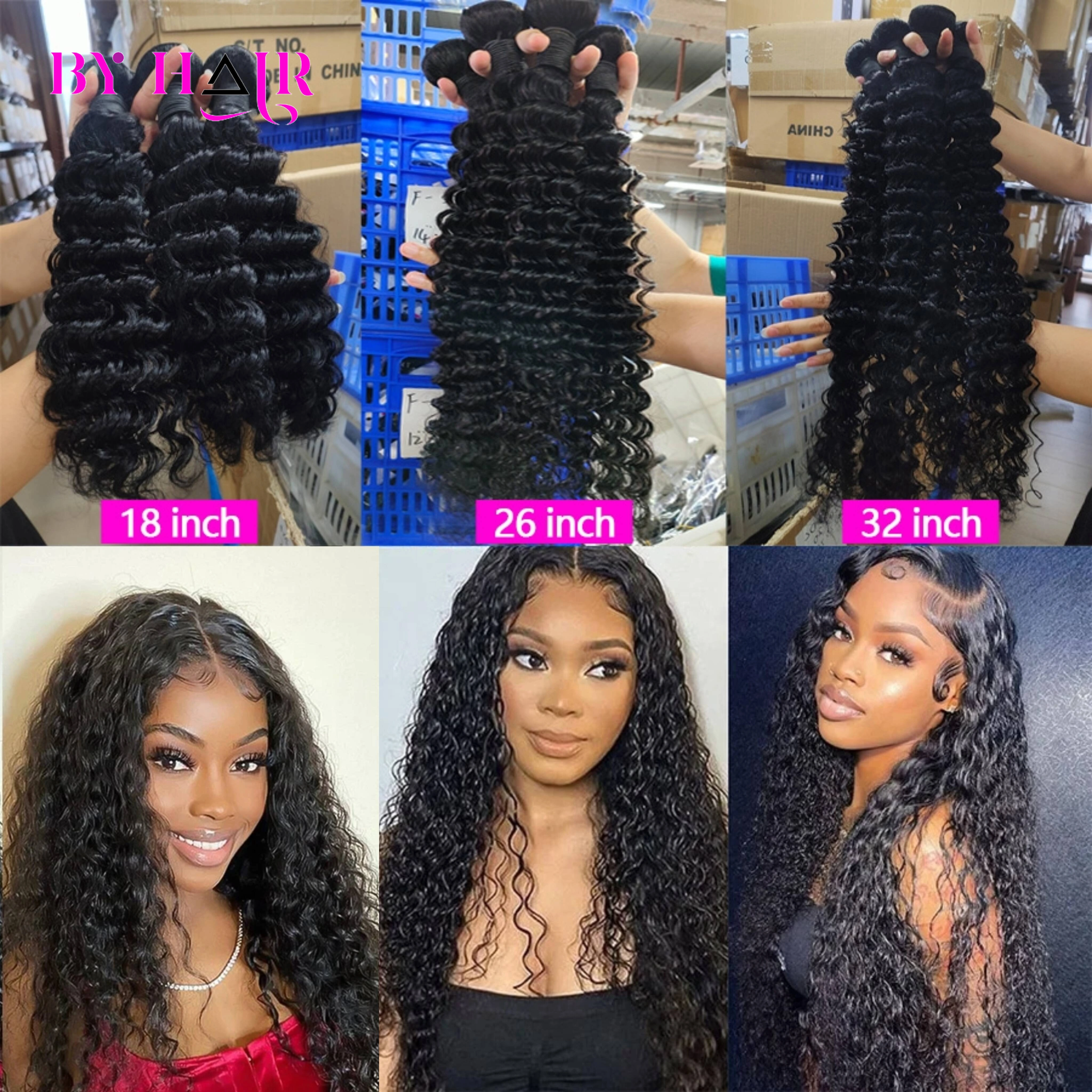Tissage Humain Hair 28 30 32 Pouces Deep Wave
