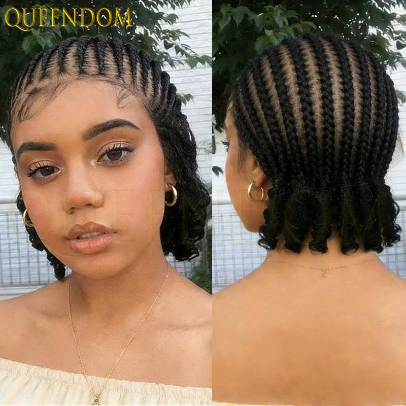 Perruque synthétique courte tressée Bob