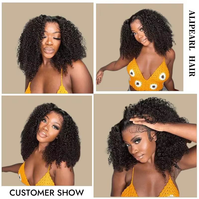Alipearl cheveux nouvelle vague bouclée perruque sans colle pré blanchi pré coupé 7x5 prêt à sortir fermeture