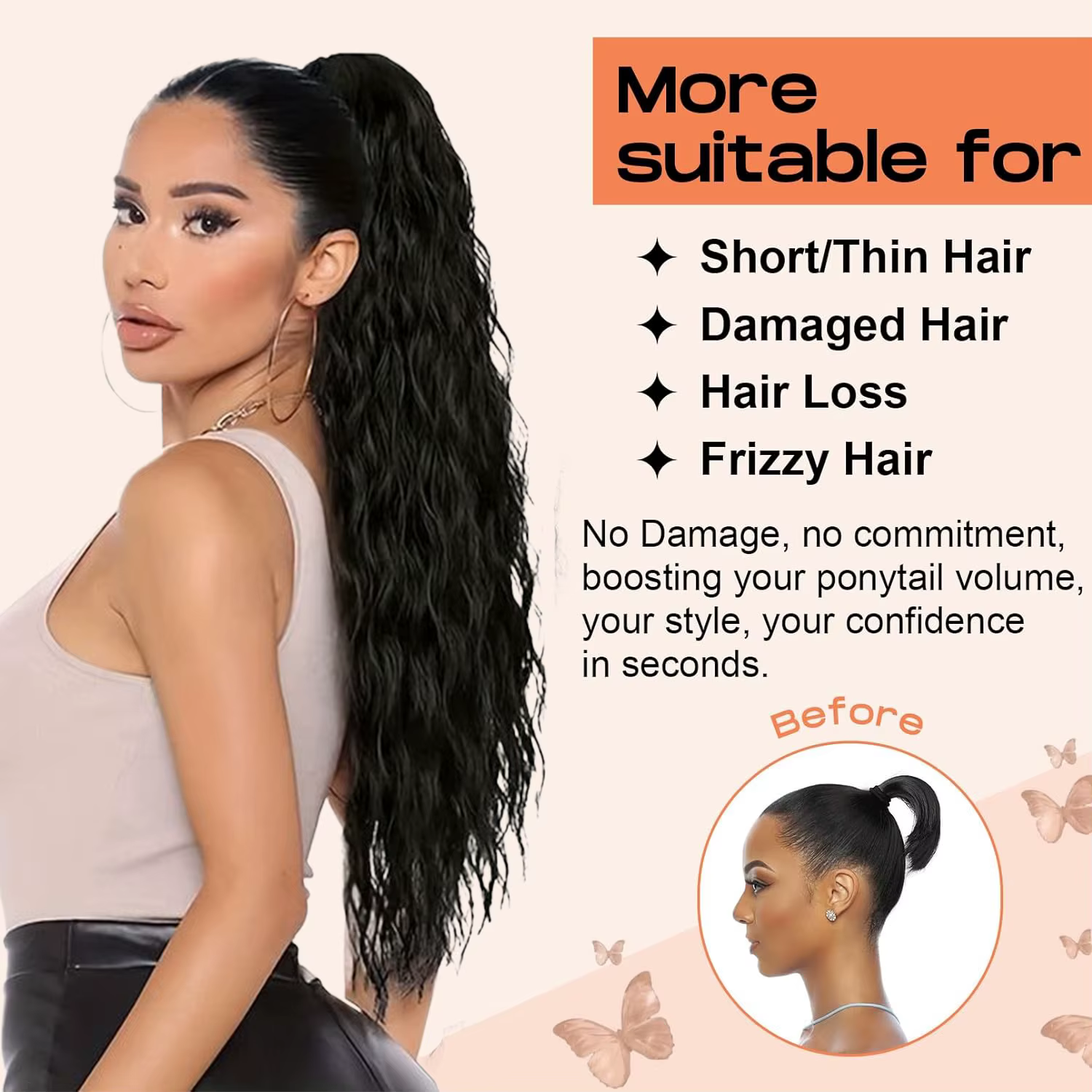 Extensions de queue de cheval longue bouclée pour femme