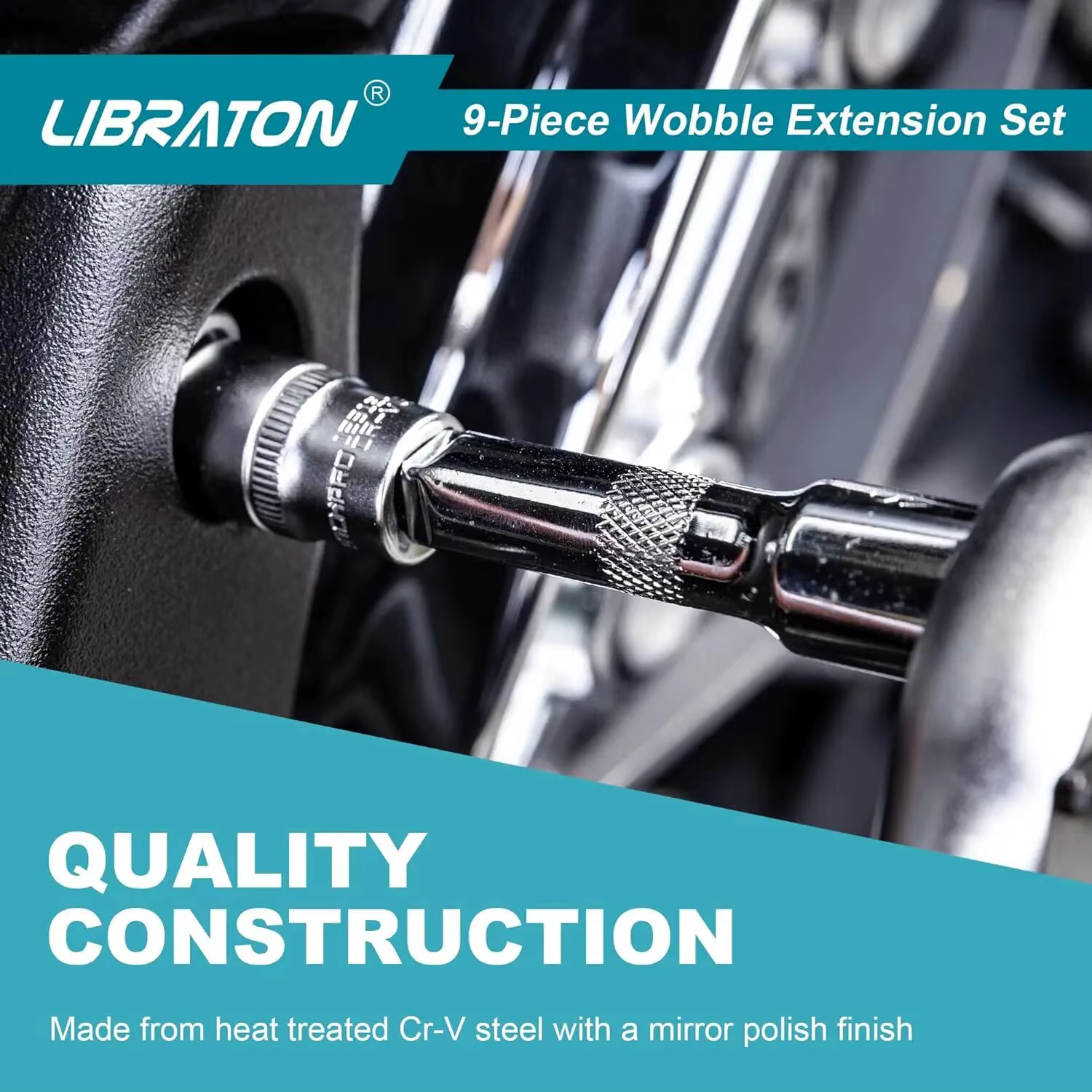 Libraton – ensemble d'extensions oscillantes, ensemble d'extensions de douilles, Extensions à cliquet 1/4 "3/8" 1/2 ", Extension de douille d'entraînement
