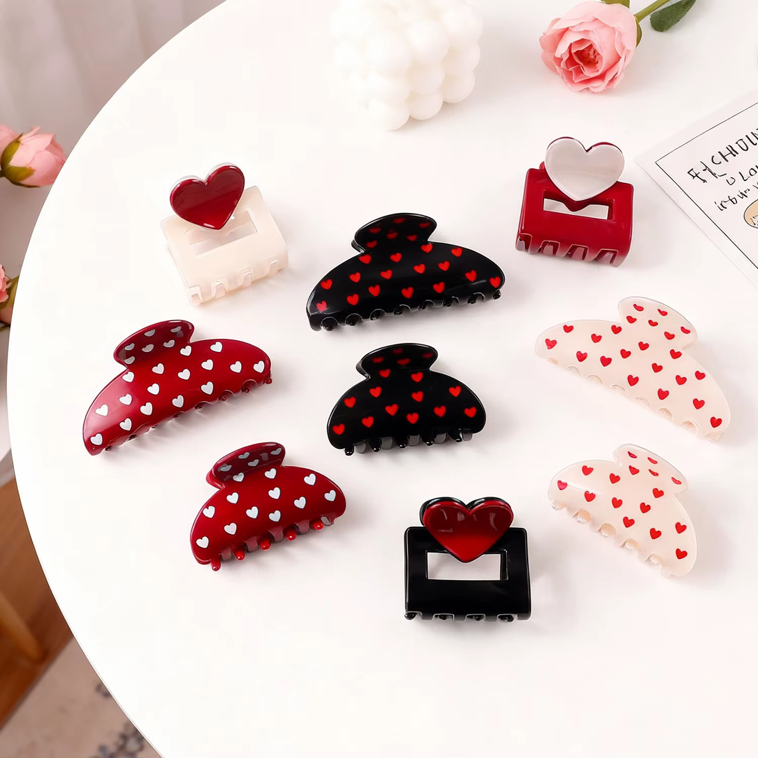 Pince à cheveux cœur Saint-Valentin pour femme