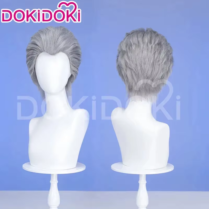 EN STOCK Dante ergil Lady Nico perruque jeu Cosplay DokiDoki Halloween 35 cm Siler gris blanc cheveux Mary Dante collier casquette Coszei