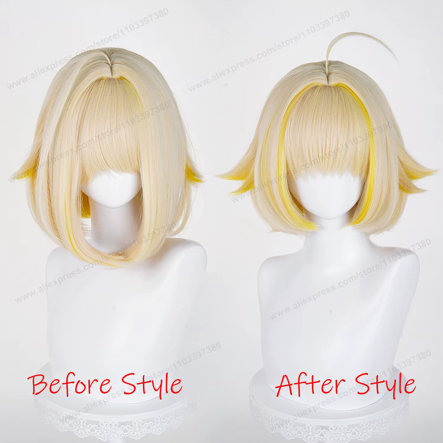 Elegg – perruque de Cosplay synthétique courte dorée de 34cm pour femmes