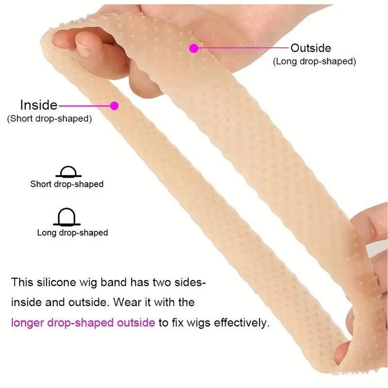 1 pièce par emballage Bandeau élastique en silicone pour perruque