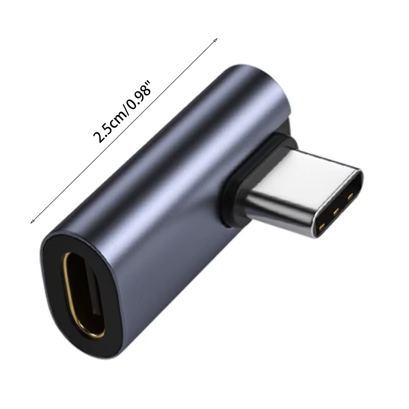 Adaptateur type-c mâle à droit 90 degrés vers femelle type-c, prise type-c à 90 degrés