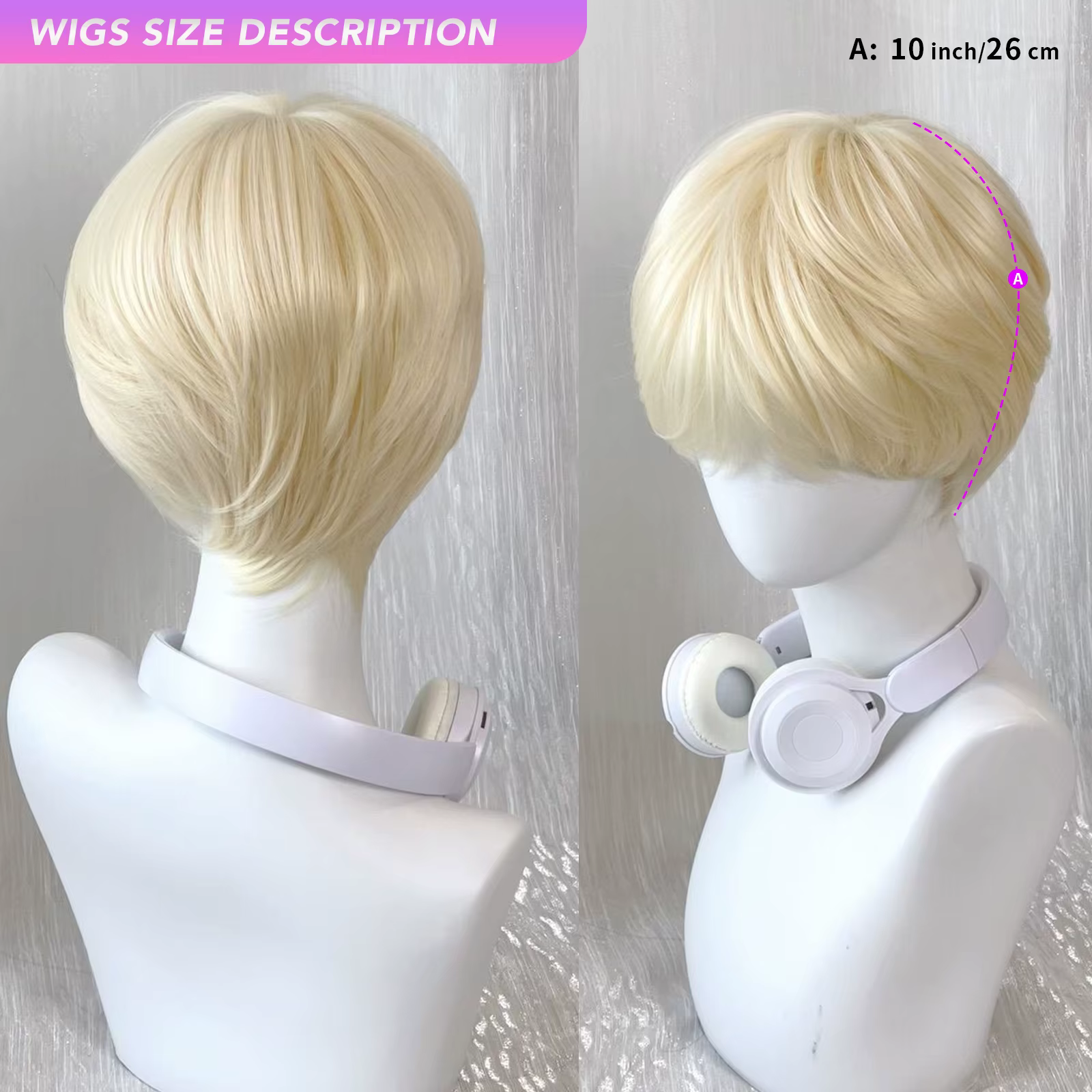 MEISU 10 pouces frange droite perruque Cool Boy fibre synthétique couches cheveux résistant à la chaleur naturel lisse