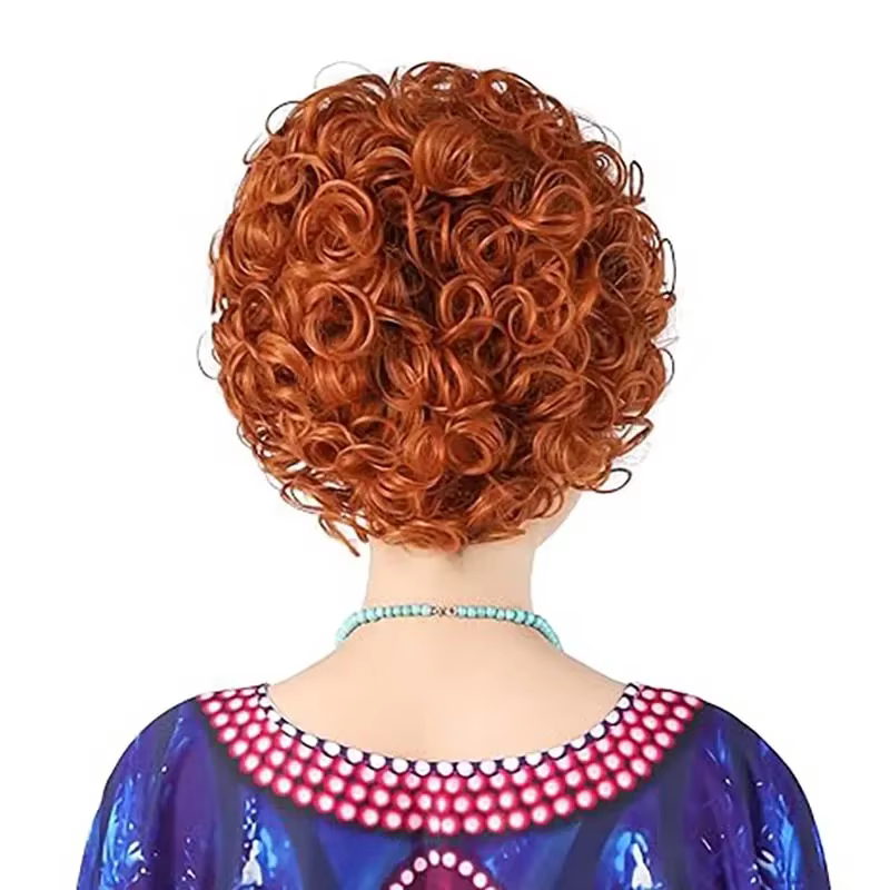 Perruque synthétique bouclée rouge Orange pour femmes