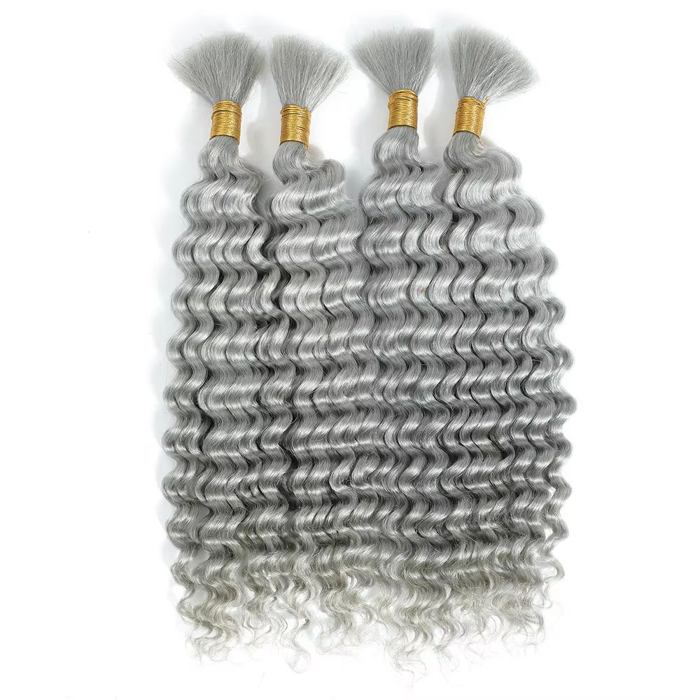 Gris vague profonde en vrac cheveux humains tressage blond gingembre bouclés