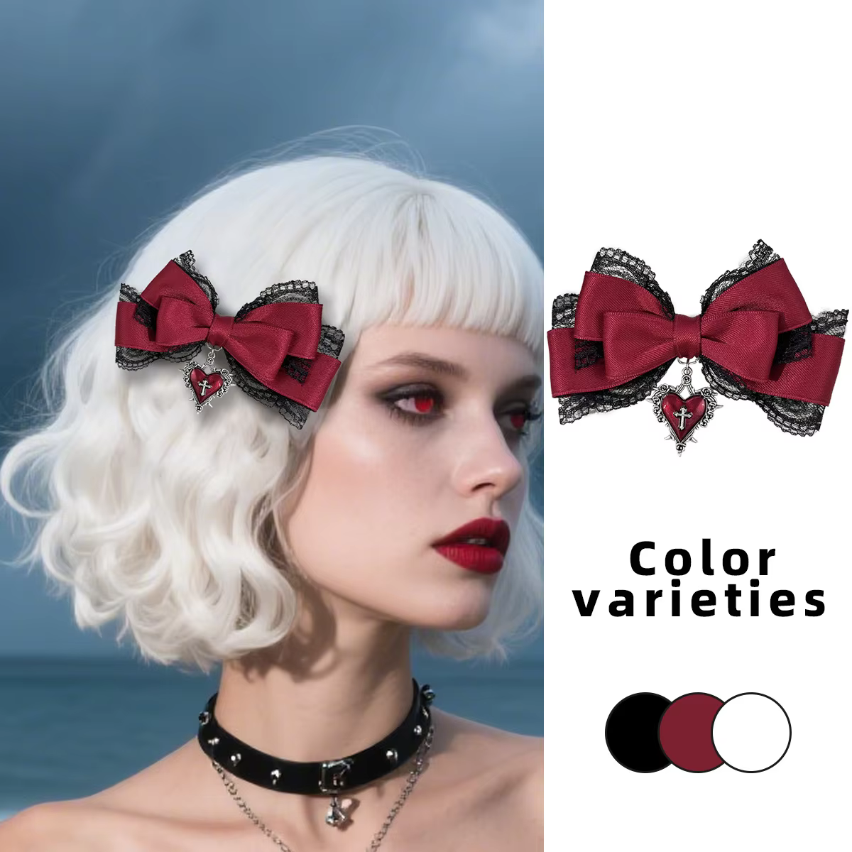 Pince à cheveux style gothique lolita