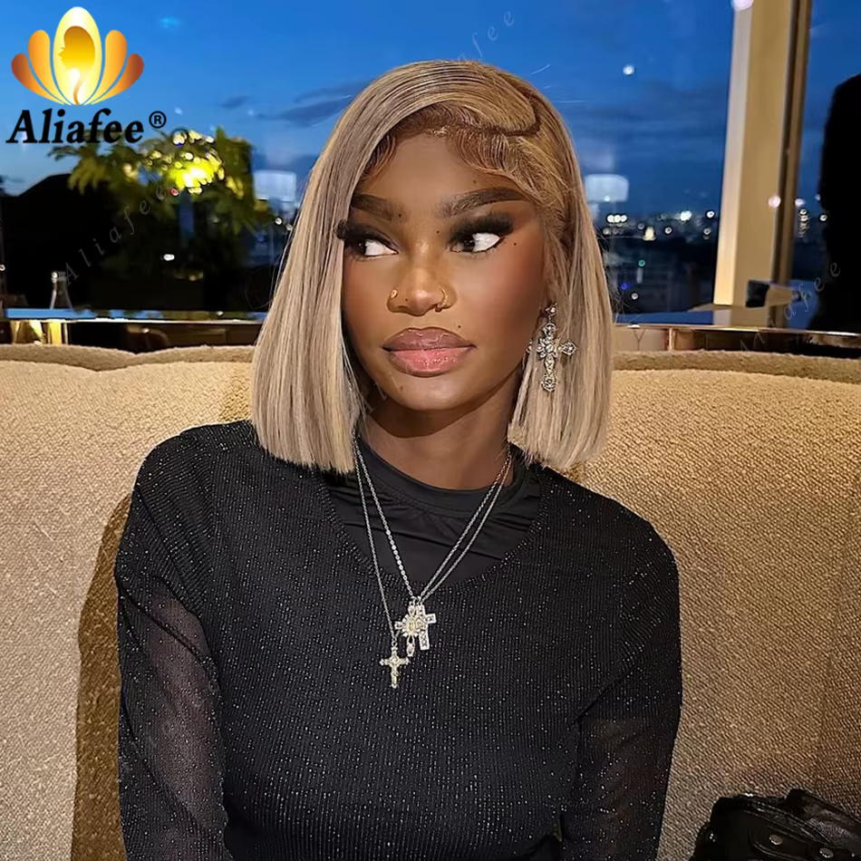 Perruque Bob courte blonde pour femme