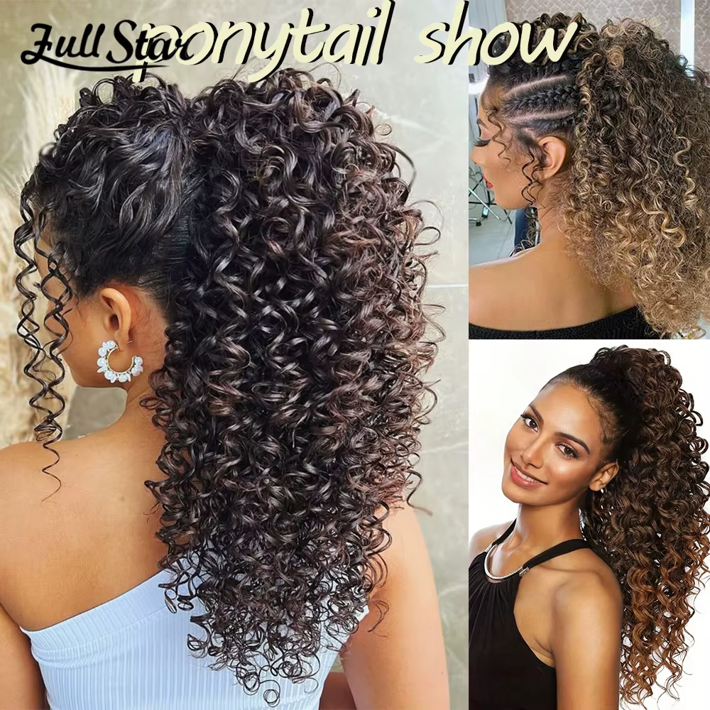 Full Star 12 "synthétique crépus bouclés queue de cheval cheveux courts moelleux
