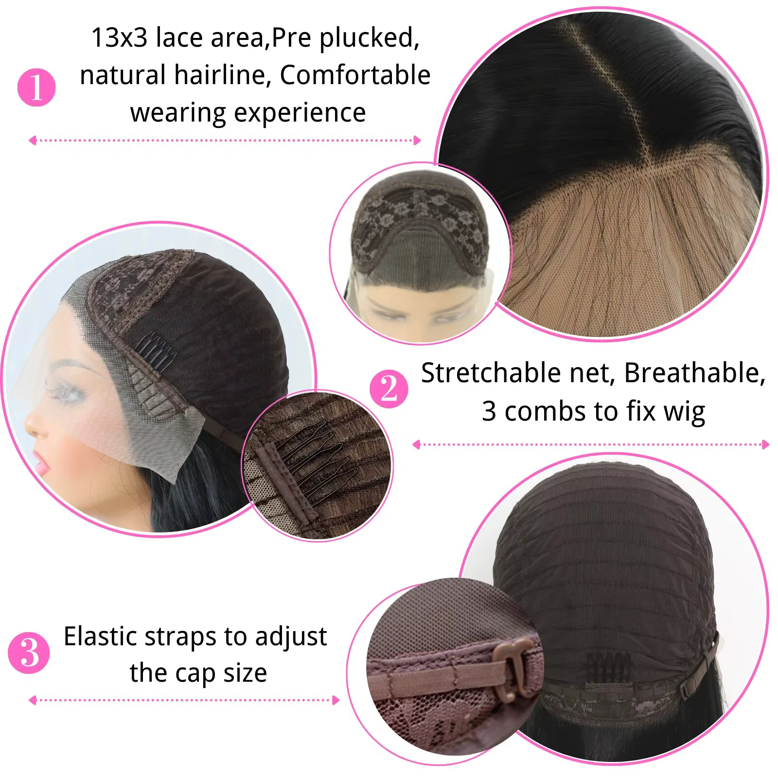 Perruque Lace Front Wig Synthétique HD Sans Colle