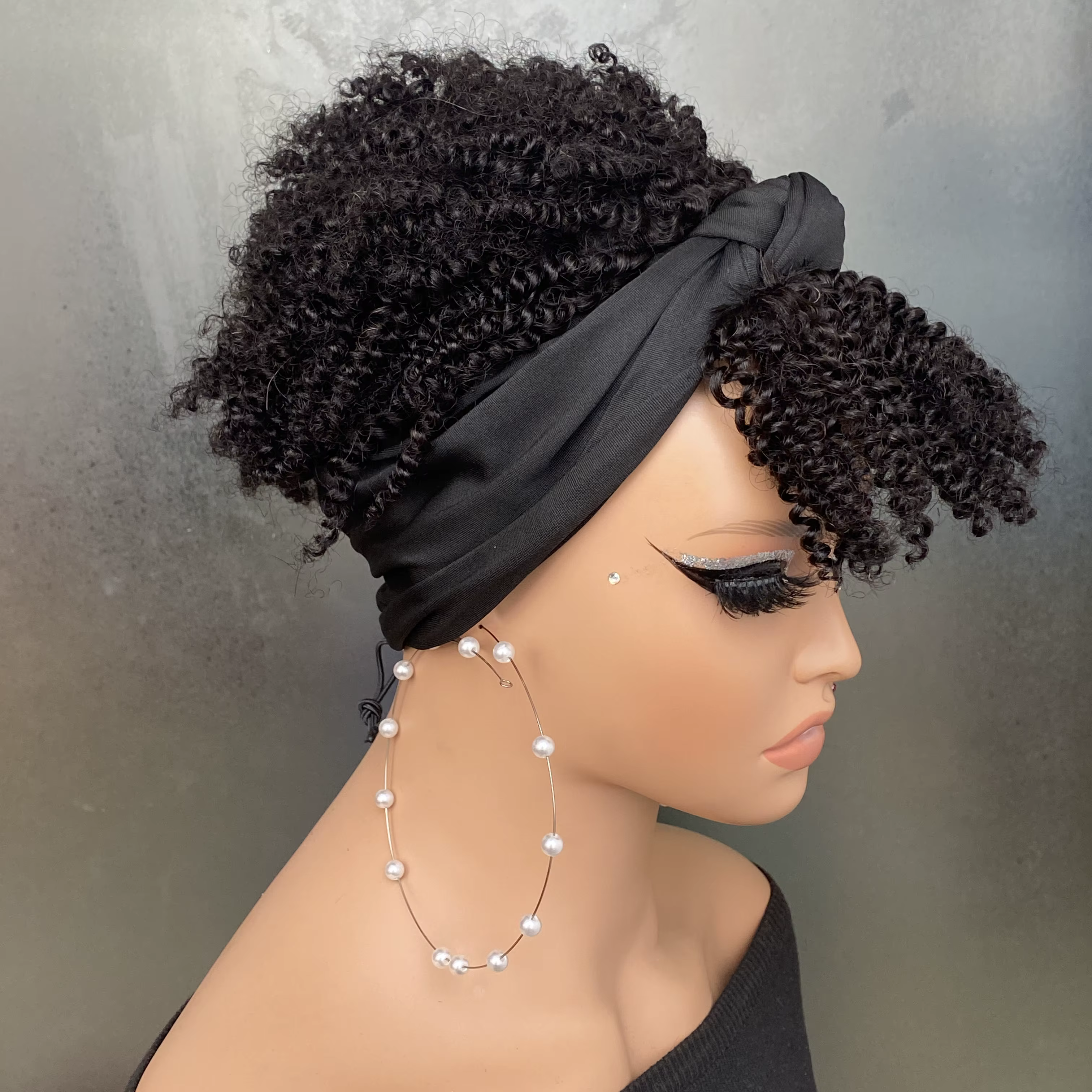 Perruque bandeau faite à la Machine de cheveux humains Remy avec des perruques Afro bouclées