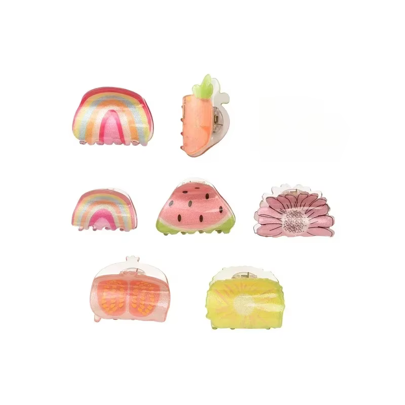 Pinces à cheveux en acrylique arc-en-ciel fruits