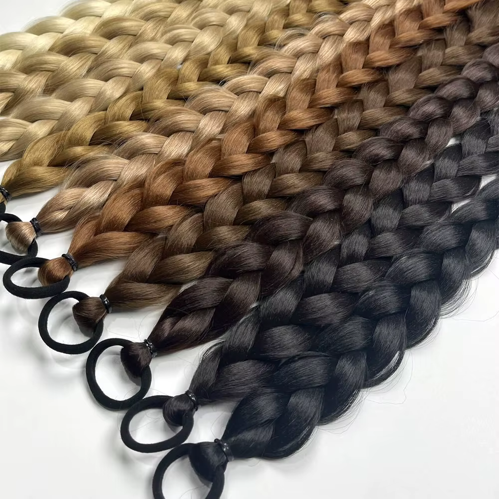 Extension de cheveux queue de cheval tressée avec élastique