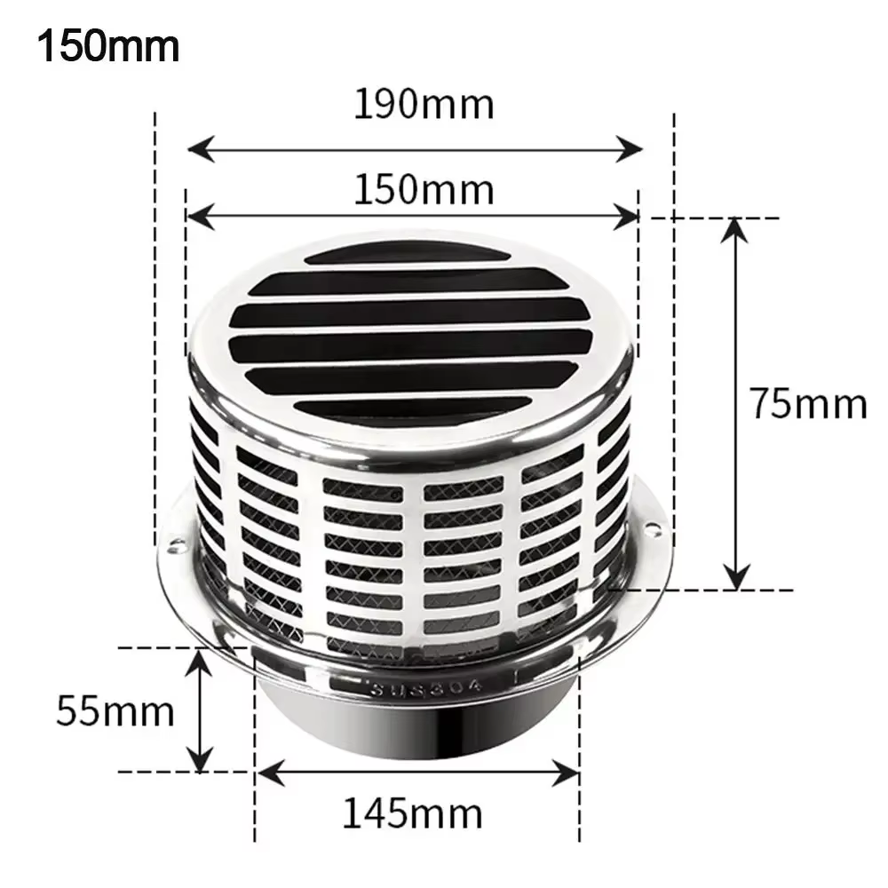 100/150mm bouchon de cheminée en acier inoxydable mur extérieur sortie d'air tuyau de toit capot d'échappement pour conduits de Ventilation cheminées capot d'échappement