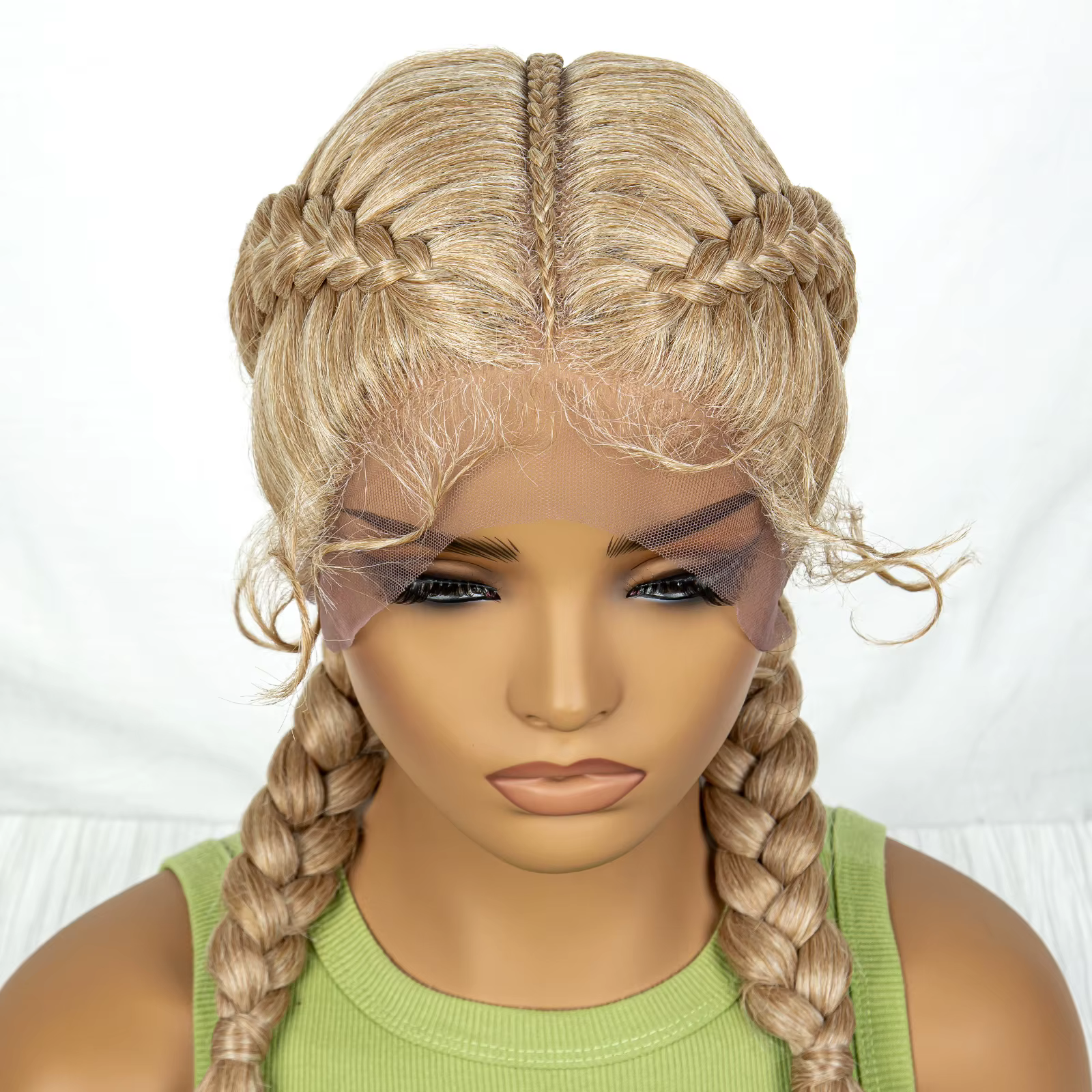 Perruque Synthétique Tressée Cornrow avec Vague Bouclée pour Femme