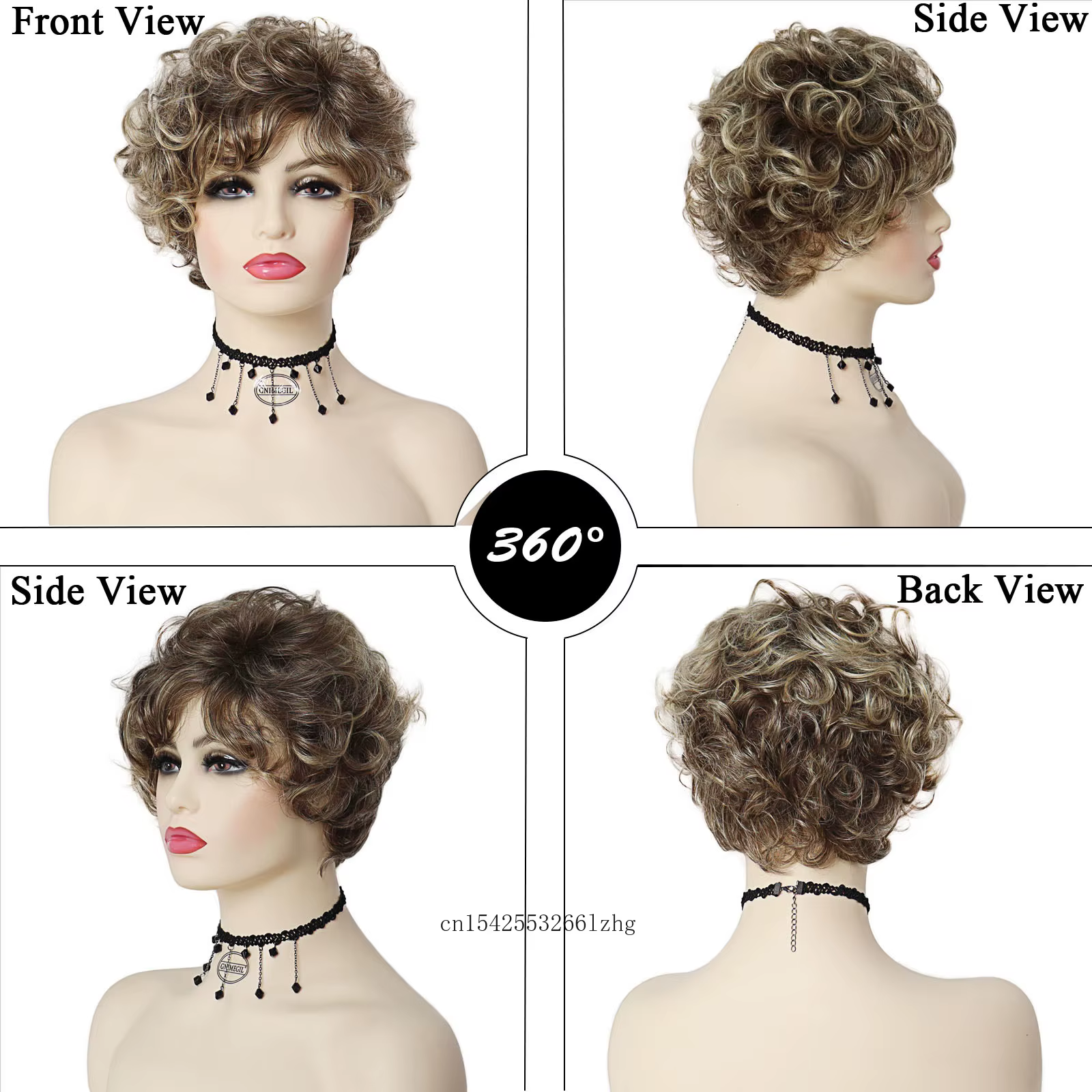 Perruques synthétiques pour femmes cheveux courts bouclés mélange perruque blonde avec frange coiffure naturelle maman