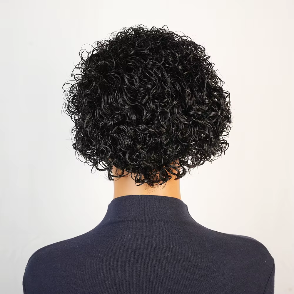 Bandeau perruques cheveux humains 100% crépus bouclés court sans colle perruque