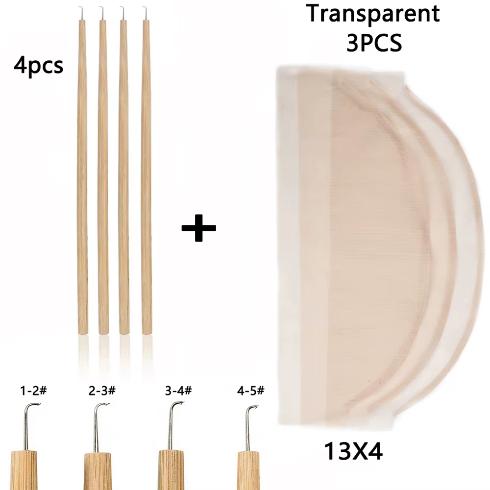 Perruque faisant 7 pièces/ensemble comprenant 3 supports de filet de dentelle suisse avec 4 aiguilles de ventilation Kit