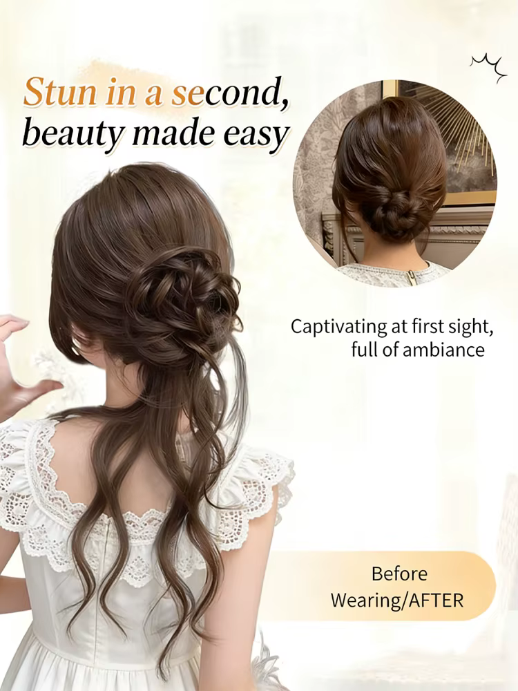 Perruque Dragon Beard Meatball Bun pour femmes et filles