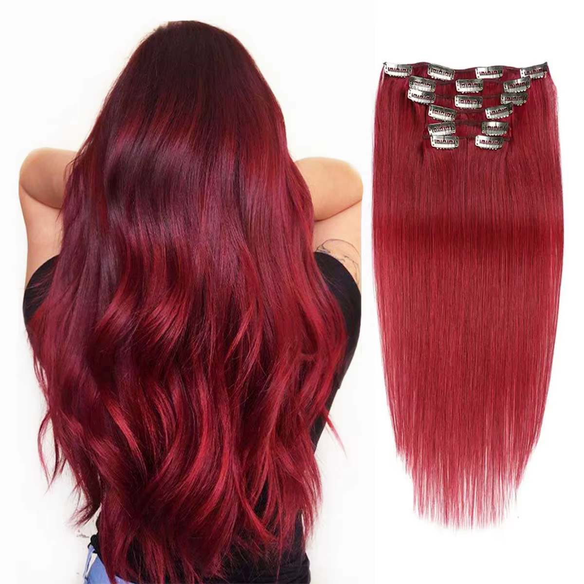 Extensions de cheveux humains à clipser pour femmes