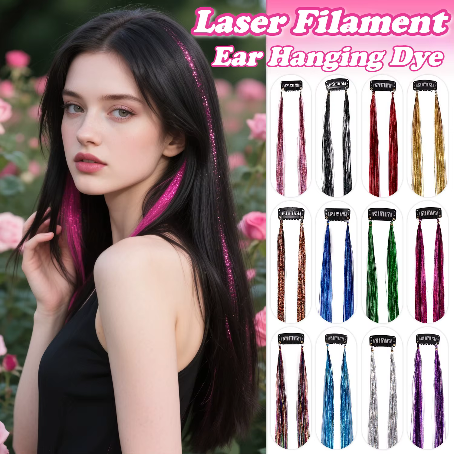 Extensions de cheveux tressées à paillettes en fibre haute température