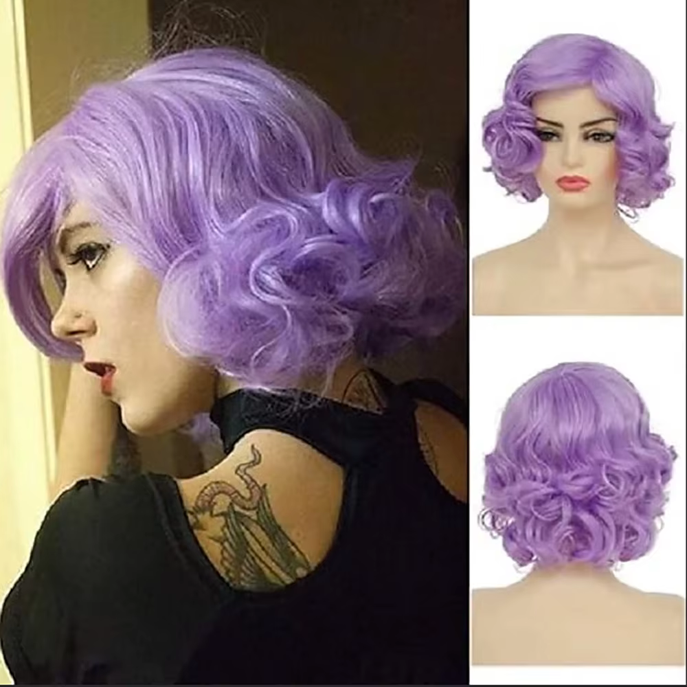 HAIRJOY – perruque synthétique courte bouclée blanche pour femmes