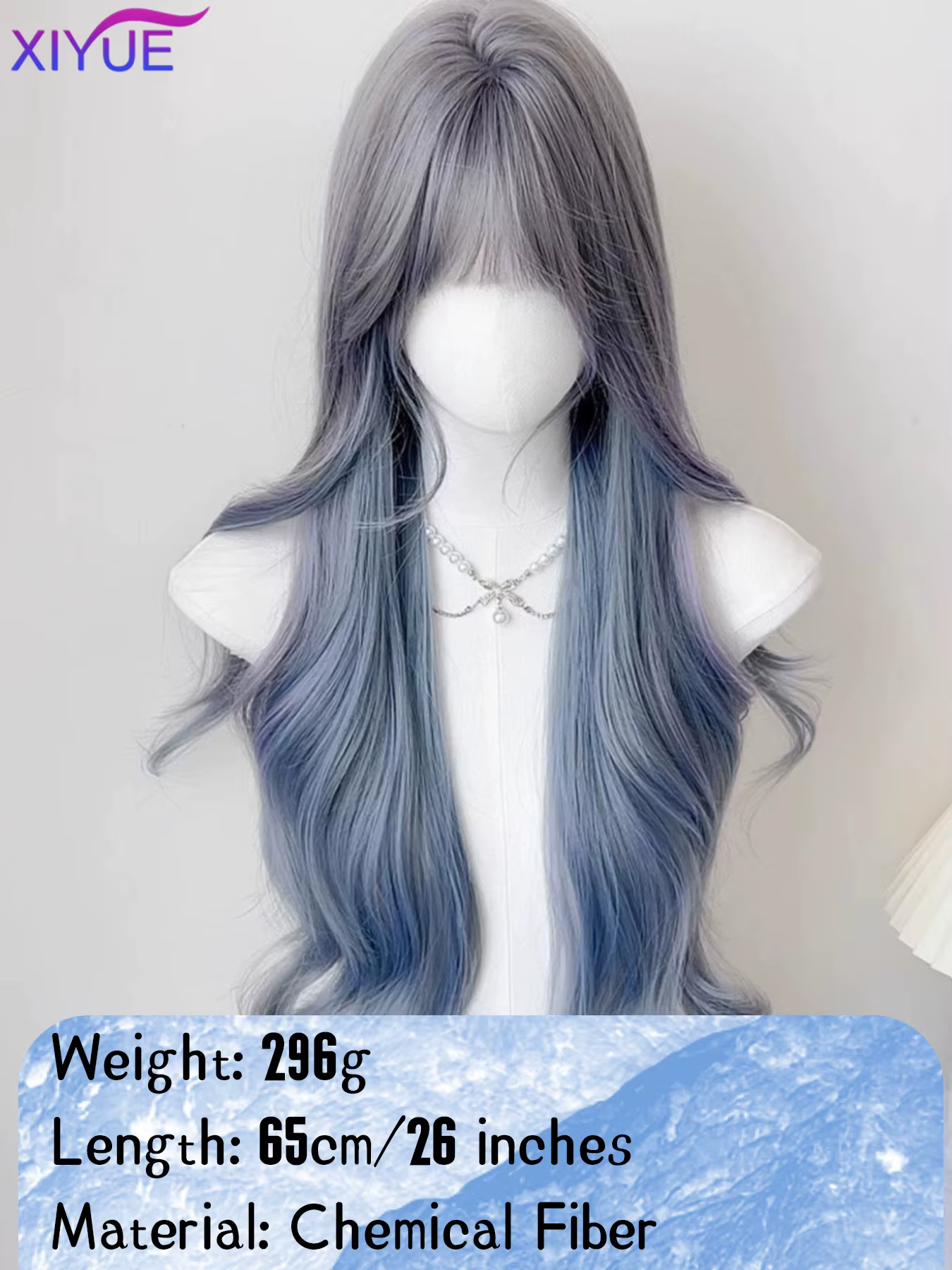 XIYUE – perruque synthétique longue et lisse avec reflets gris