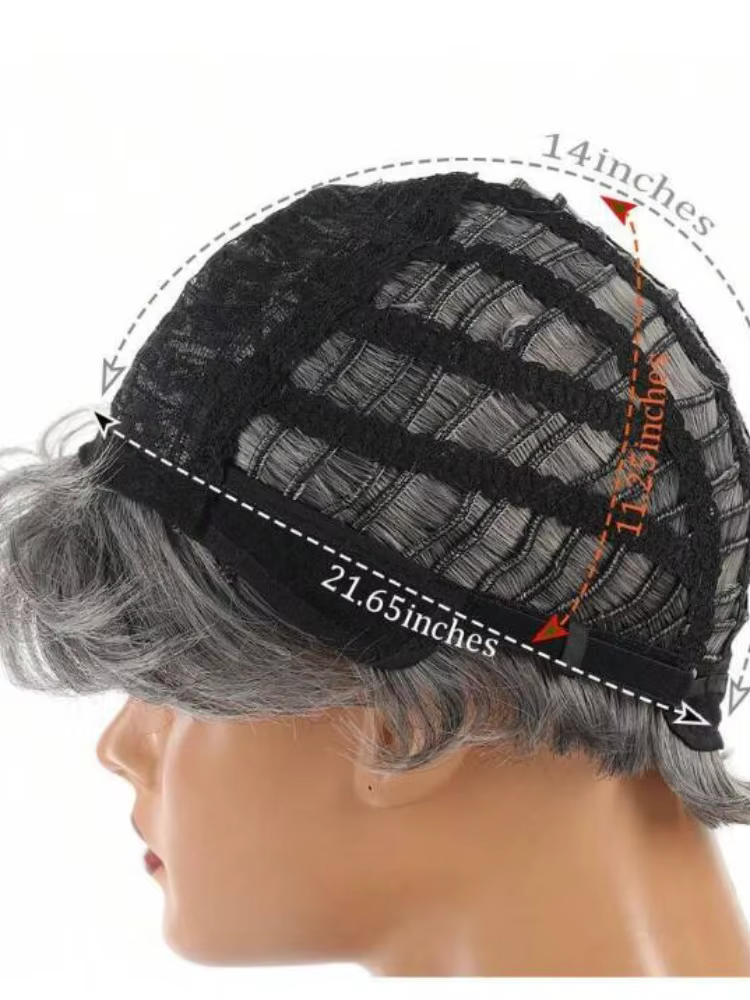 Perruques synthétiques courtes grises pour femmes de plus de 60 ans