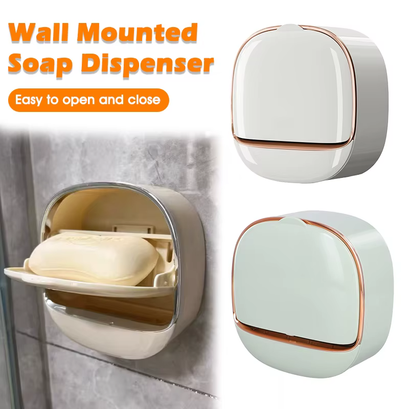 Porte-savon avec plateau de drainage, support de douche mural, garde les barres sèches, porte-savon étanche rabattable qui nécessite aucune perçage