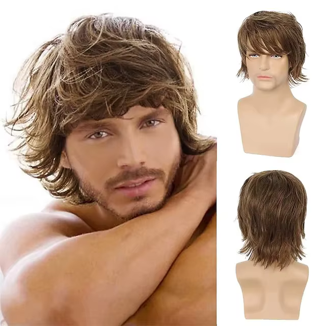 Perruque synthétique courte Blonde pour hommes