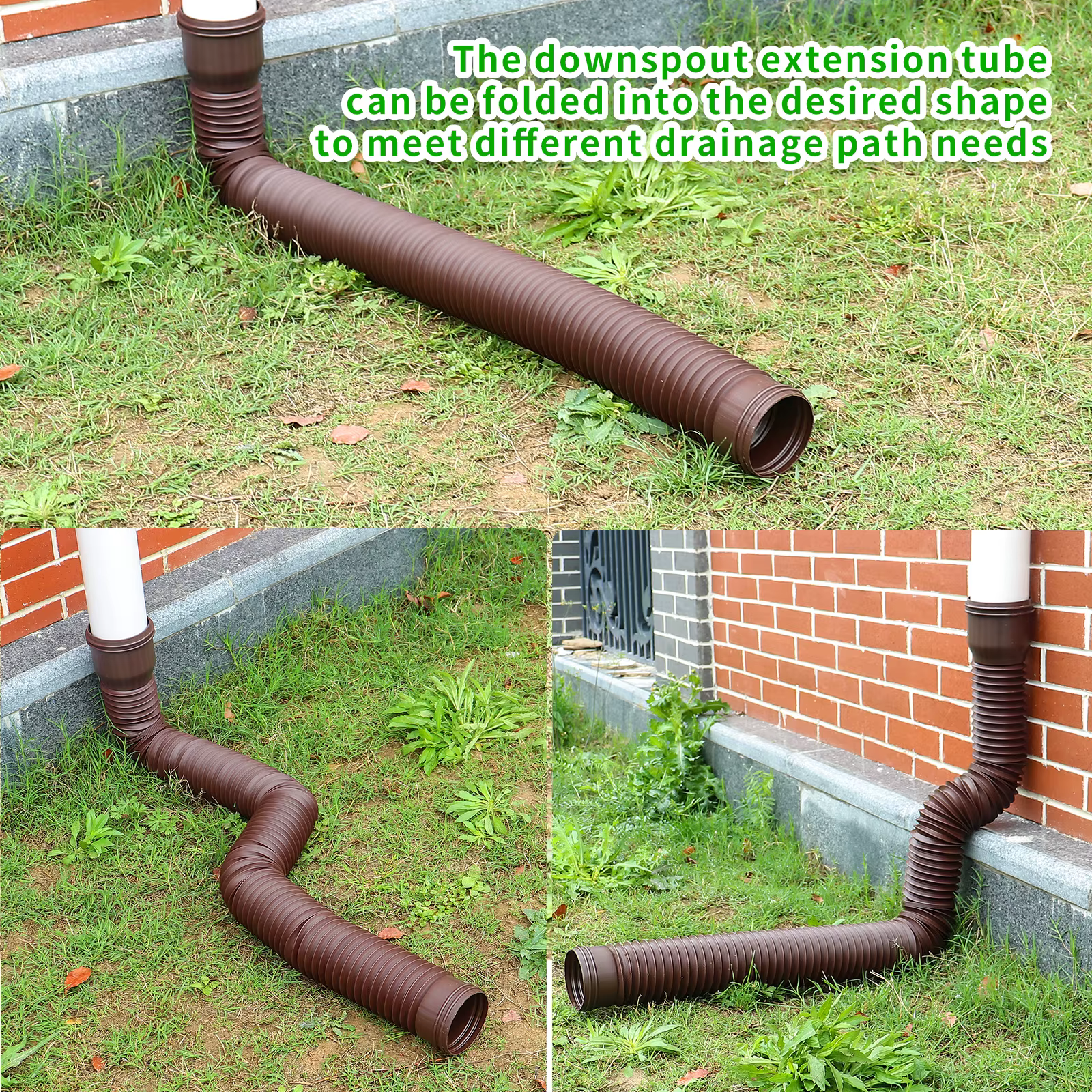 Tuyau de descente rond extensible |   Tuyau de drainage flexible et durable - extensible, résistant aux intempéries, antigel et anti-explosion.