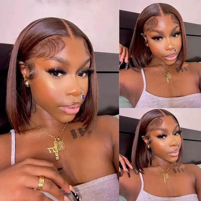 Perruque Bob Lace Frontal Wig naturelle brésilienne Remy