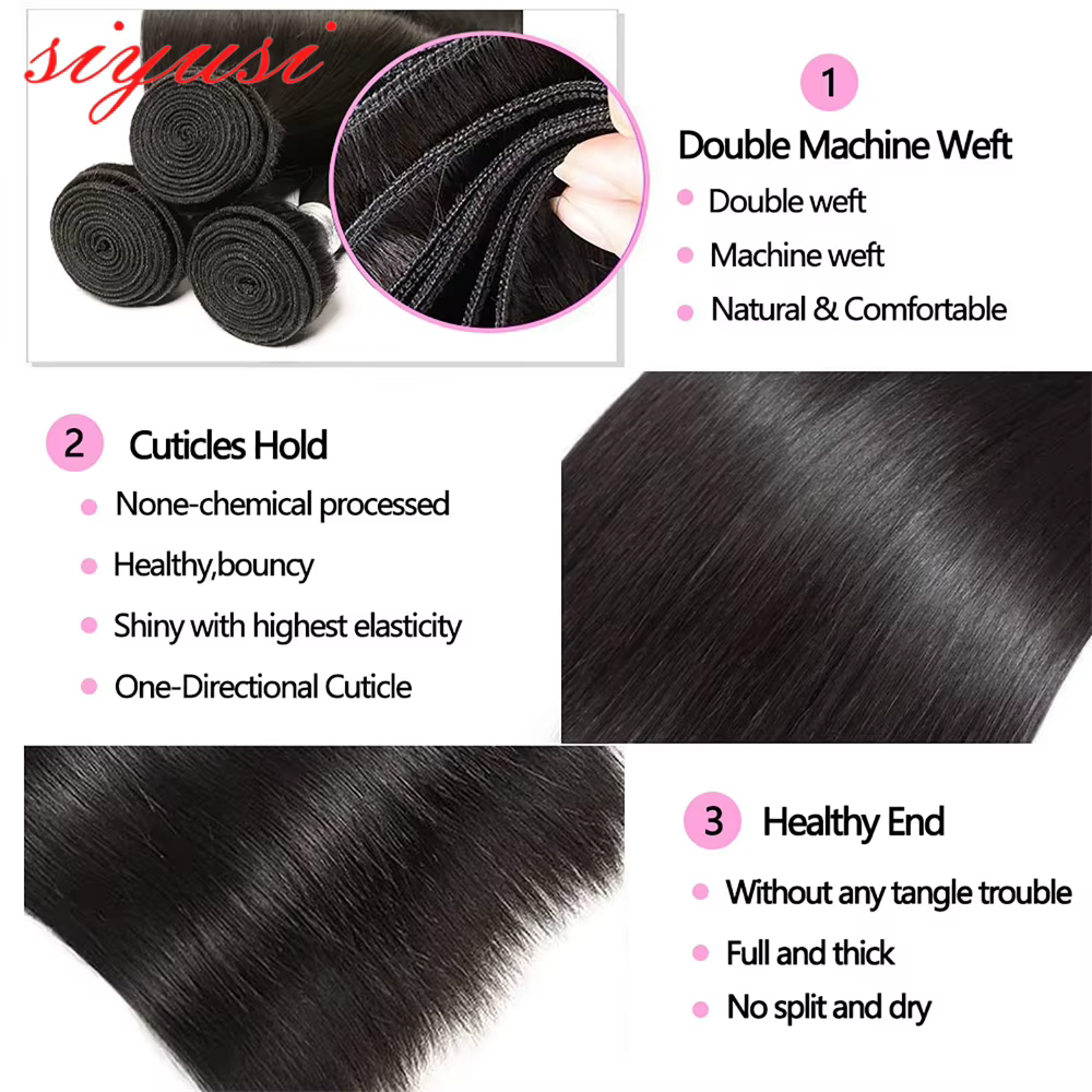 Paquets brésiliens de cheveux raides 1/3/4 pièces 100%