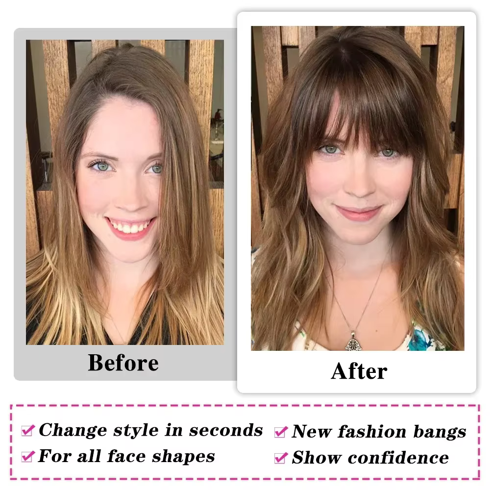 Cheveux humains frange postiche Clips pour femmes blond doré 100% Remy