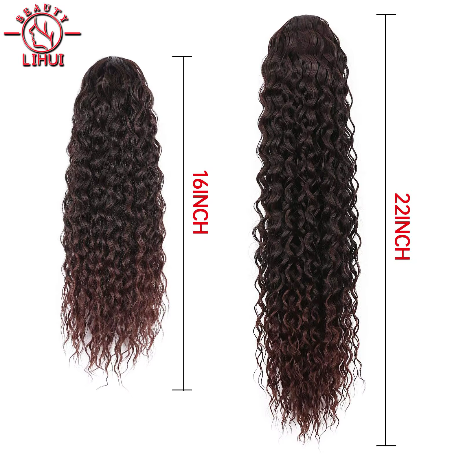 Extensions queue de cheval bouclée synthétique à Clip avec cordon de serrage