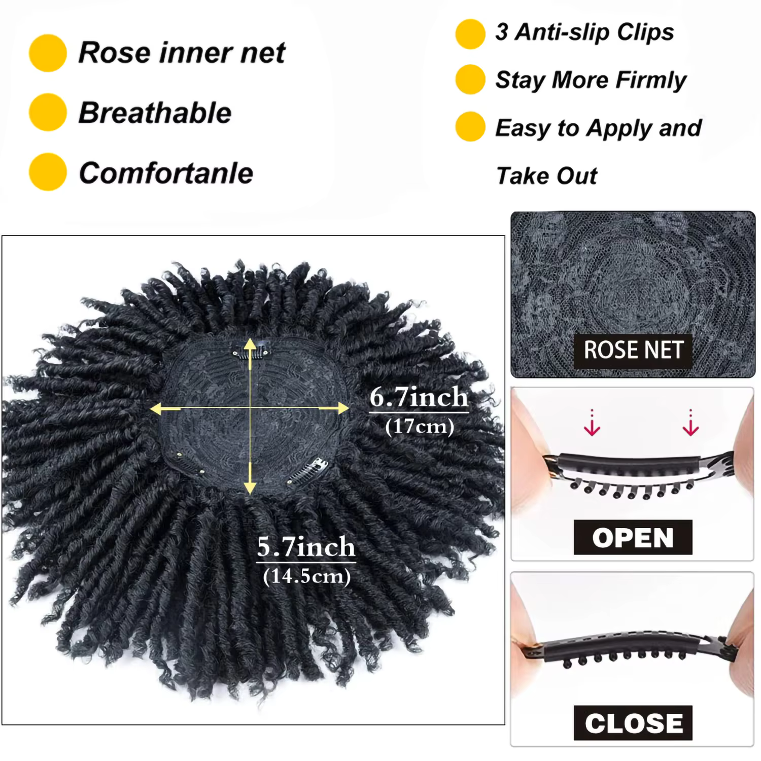 Perruques Dreadlock courtes de 6 pouces