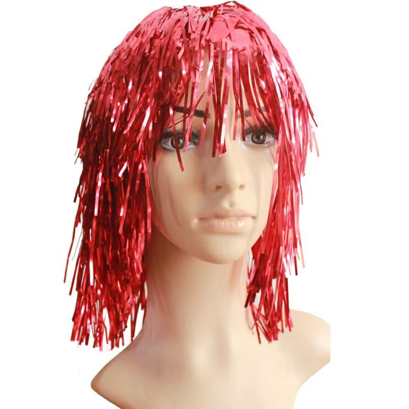 Hommes femmes dame coloré fil de pluie gland Paillette perruque Bar Disco Clown désordre cheveux décoration accessoires fête tête porter noël