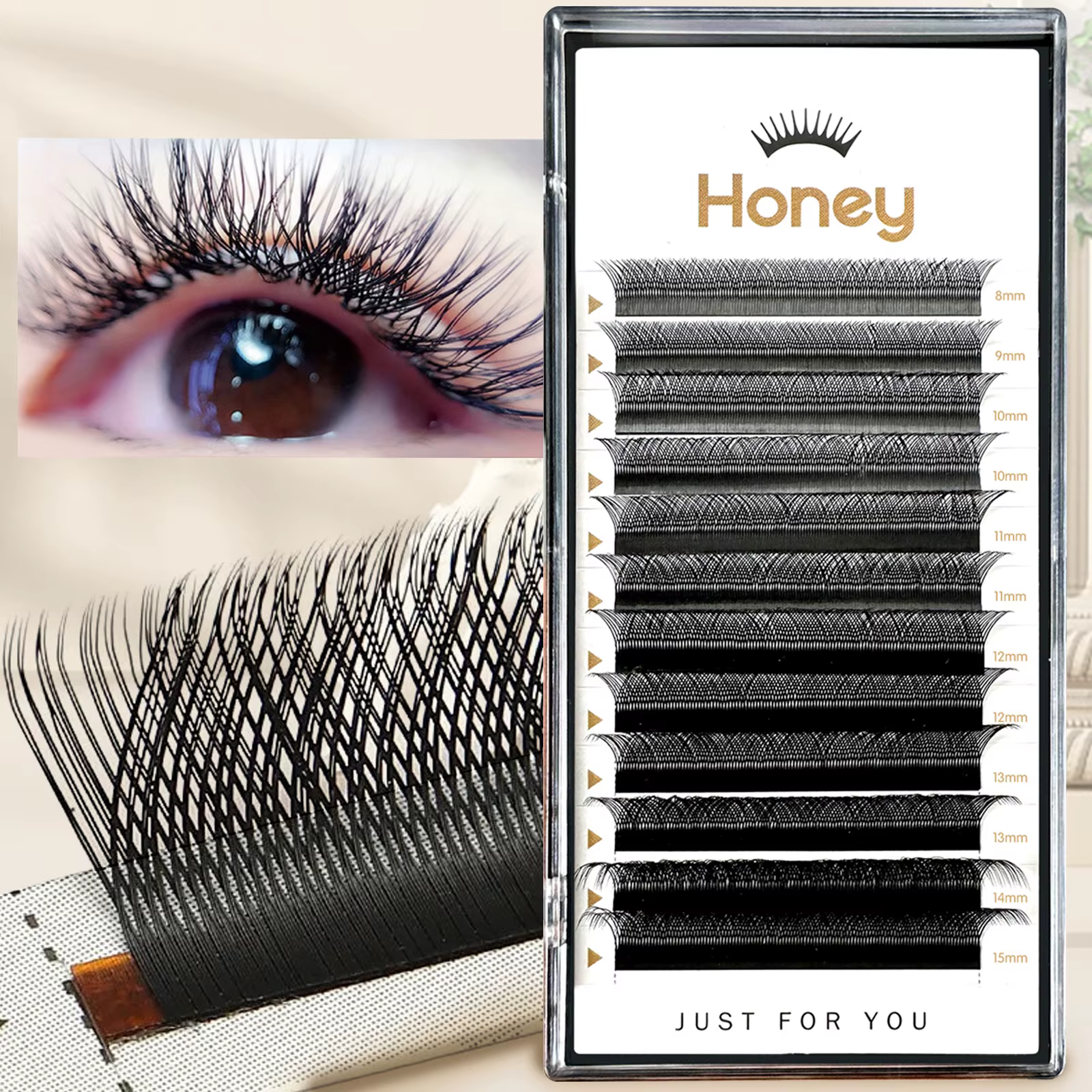 Extensions de cils en forme de YY, cils au miel, noir mat, 0.05 0.07 8-15mm