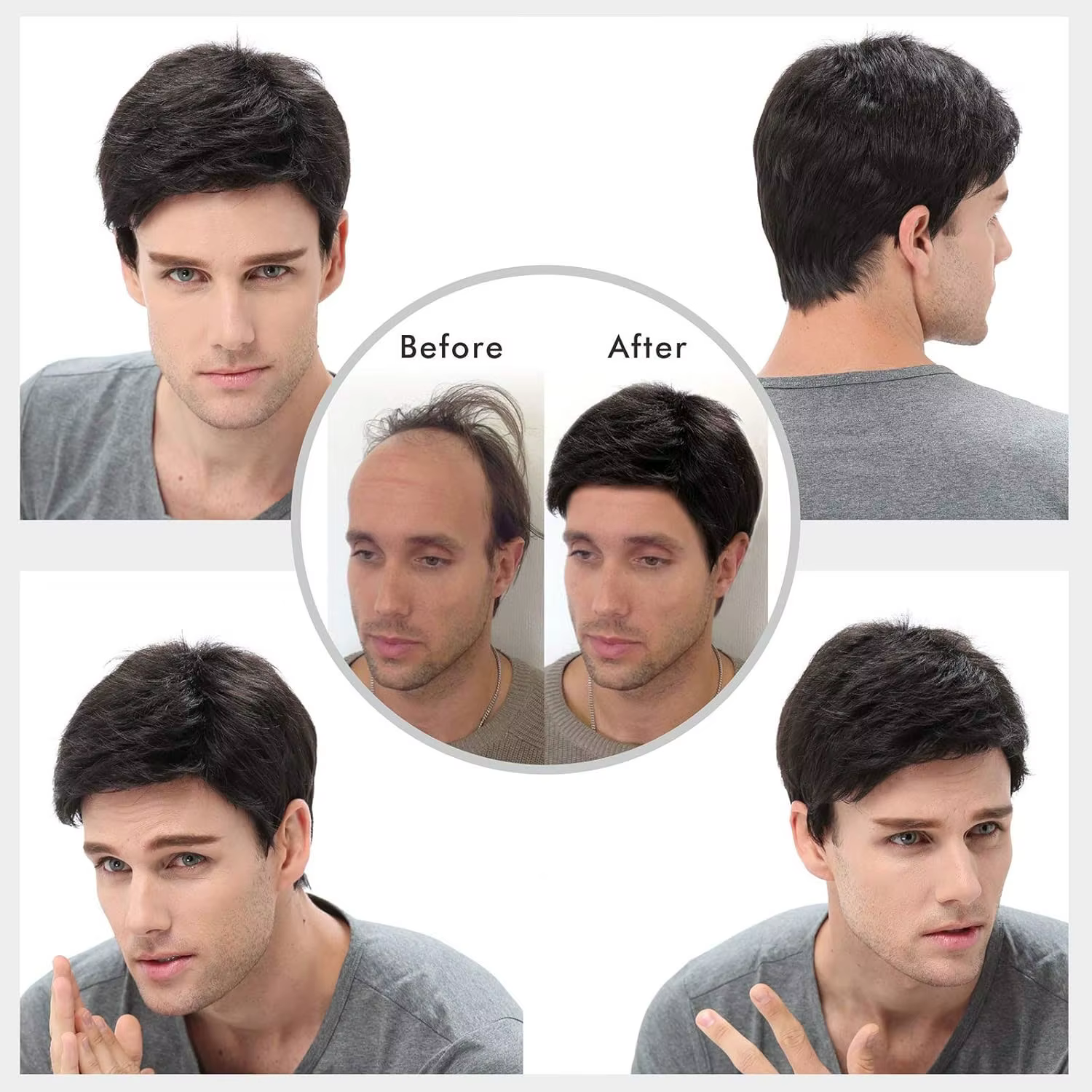Perruque synthétique pour hommes cheveux courts perruques de remplacement