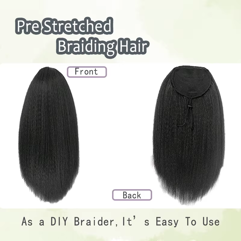 Perruque synthétique Yaki Kinky Straight de 22/28/30 pouces, prête à porter, sans colle, pré-épilée et pré-coupée, pour femmes noires